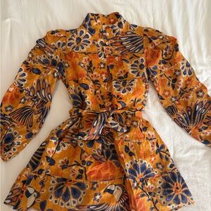 FARM Rio Floral Mini Dress in Orange and Blue